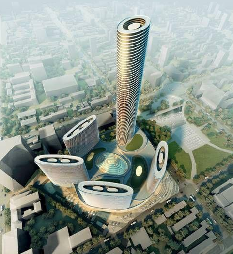 徐州地标性建筑苏宁广场封顶 形似祥云